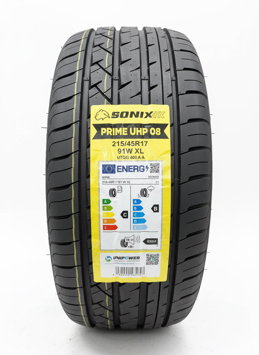 1 X 215 45 17 SONIX 215/45ZR17 91W XL BRAND NEW M+S TYRE C B LABELS 2154517